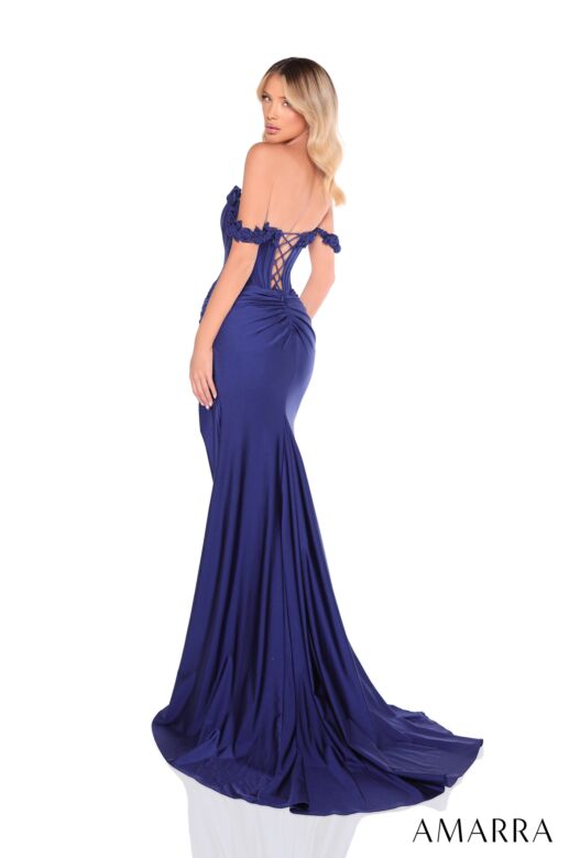 Amarra 88225 Rosette Neckline Ruched Skirt Dress