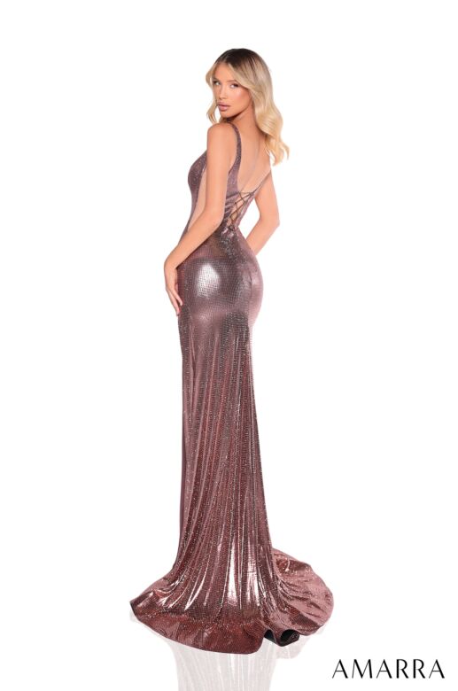Amarra 88324 Sheer Sides Hot Fix Metallic Dress