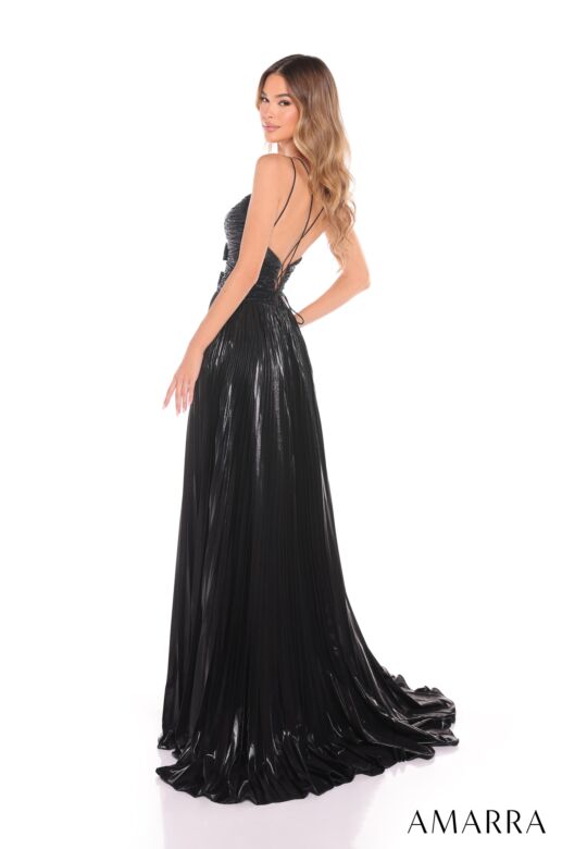 Amarra 88435 Embellished Top Lace-Up Metallic Dress