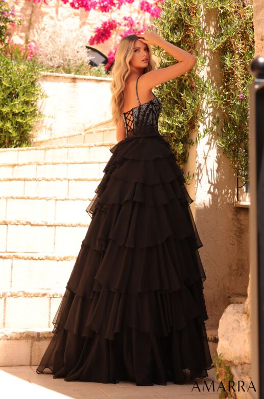 Amarra 89459 Spaghetti Strap Tiered Ruffle Skirt Dress