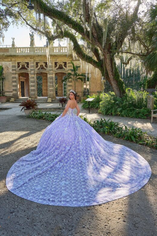 Amarra 54206 Glitter Embroidery Long Train Quinceanera Dress