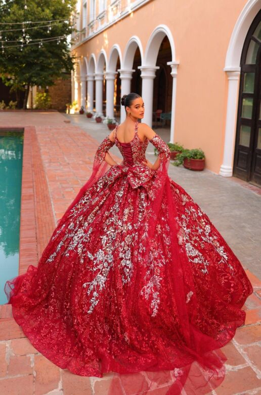 Amarra 54322 Bow Back Removable Sleeve Quinceanera Gown