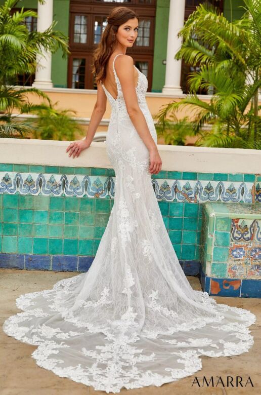 Amarra 84383 Sadie Petal Train Lace Bridal Dress