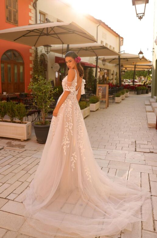 Amarra 84435 Morgan Scoop Back Cold-Shoulder Wedding Gown
