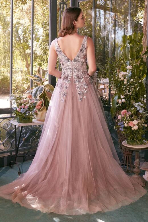 Andrea and Leo A1401 Sleeveless Floral A-Line Mother Of The Bride Gown