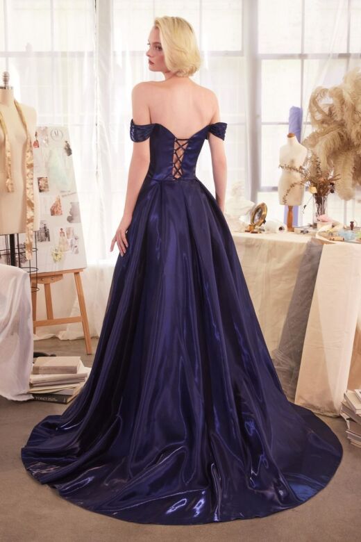 Andrea and Leo A1424 Pleated Off-The-Shoulder Mother Of The Bride Gown