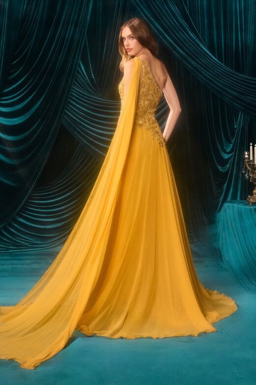 Andrea and Leo A1495 Beaded Illusion Bodice One-Shoulder Dress