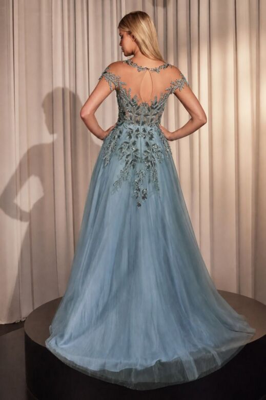 Andrea and Leo A1475 Cap Sleeve Illusion Neck Tulle Dress