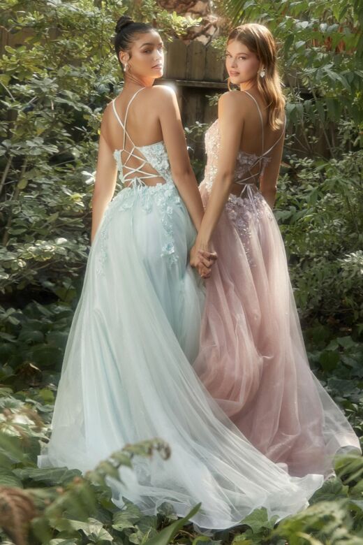 Andrea and Leo A1142 Lace-Up Back Sheer Bodice Dress