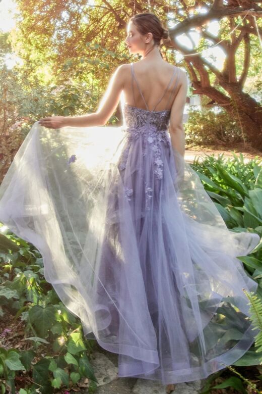 Andrea and Leo A1191 Strappy Back Lace Bodice Dress
