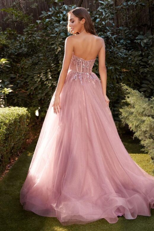 Andrea and Leo A1267 Peek-A-Boo Sweetheart Neck Corset Bodice Dress