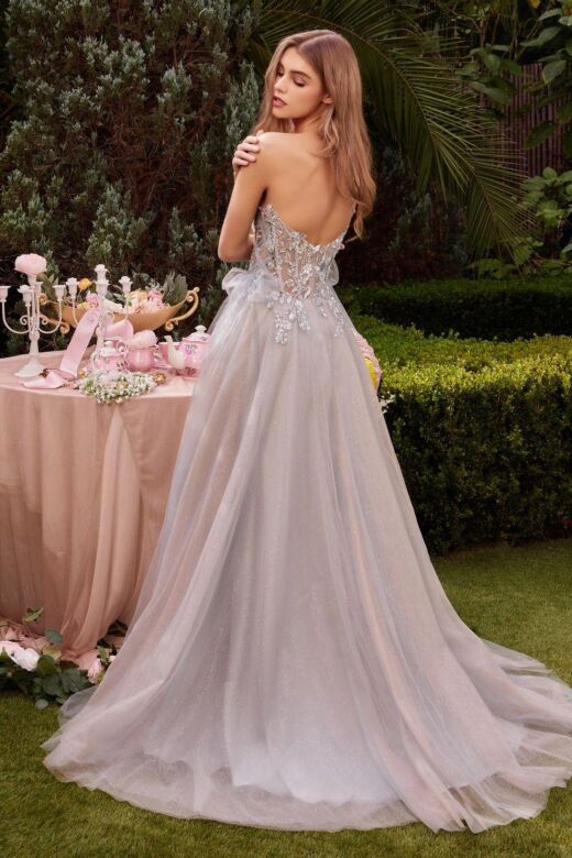 Andrea and Leo A1303 Corset Top Gauntlet Sleeve Dress