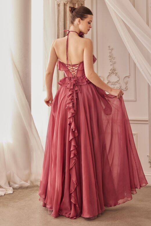 Andrea and Leo A1341 Ruffle Sweetheart Neck Dress