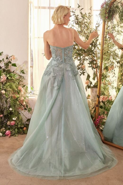 Andrea and Leo A1387 Embellished Corset Strapless Glitter Dress