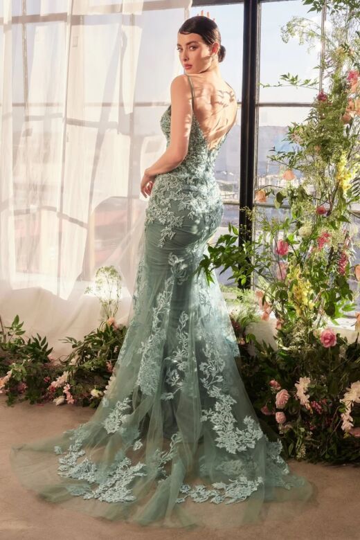 Andrea and Leo A1421 Plunging Neckline Bare Back Dress
