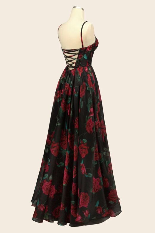 Andrea and Leo A1465 Plunging Neckline Floral Print Dress