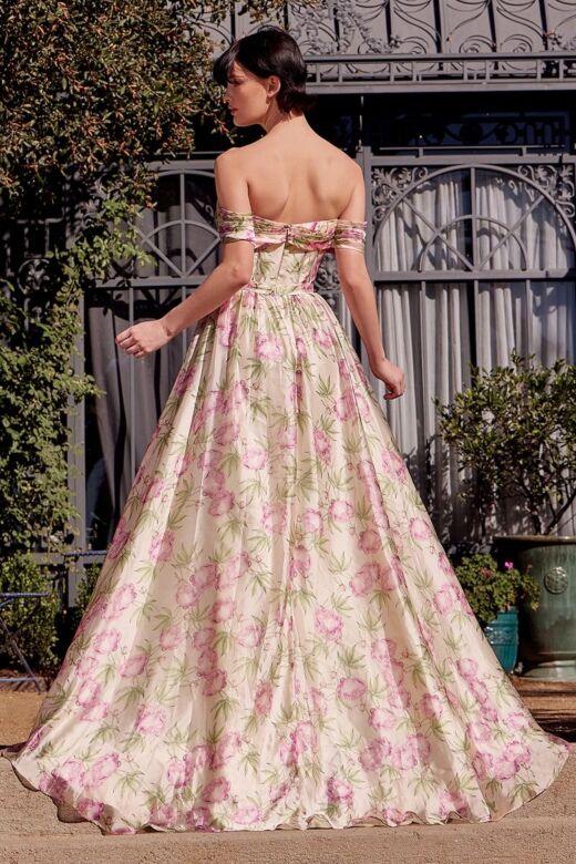 Andrea and Leo A1466 Off The Shoulder Floral Corset Dress