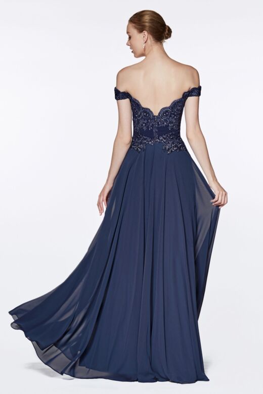 LaDivine 7258 Chiffon A-Line Scalloped Neck Evening Dress