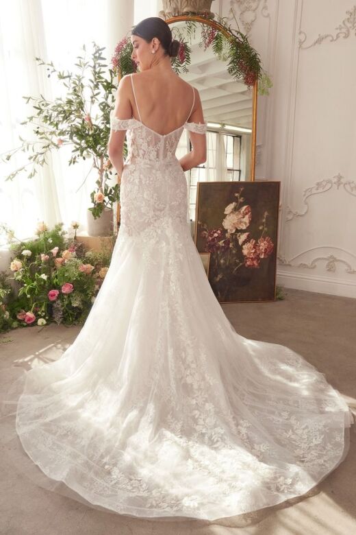 Andrea and Leo WL051 Cold-Shoulder Trumpet Lace Bridal Gown