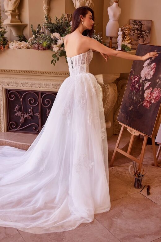 Andrea and Leo WL044 Removable Overskirt Strapless Lace Bridal Gown