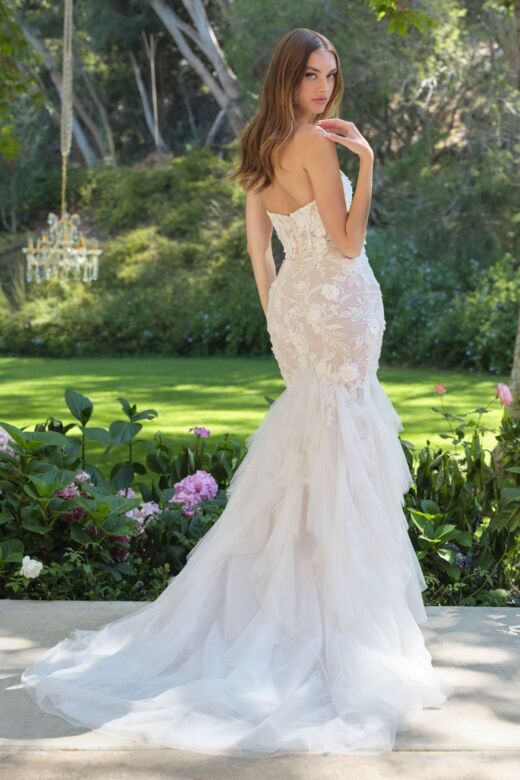 Andrea and Leo WL062 Corset Bodice Strapless Applique Bridal Dress