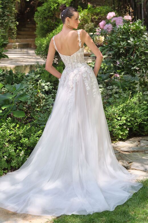 Andrea and Leo WL063 Plunging Neck A-Line High Slit Wedding Gown