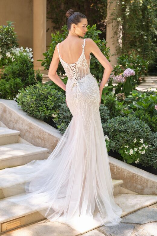 Andrea and Leo WL066 Illusion Lace-Up Back Mermaid Wedding Dress