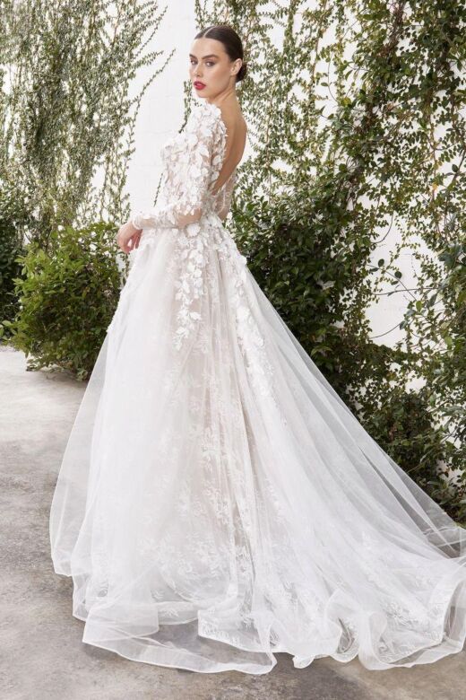 Andrea and Leo A1067WC Yvaine Long Sleeve V-Back Wedding Dress