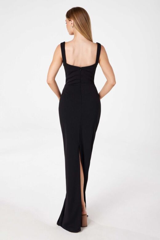 Astee T3000 Wide Strap Square Neck Column Maid of Honor Dress