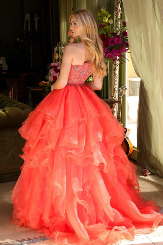 Ava Presley 28575 Beaded Top Ruffle Skirt Dress