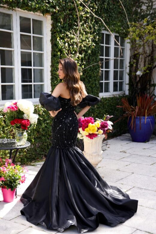 Ava Presley 29243 Removable Sleeve Beaded Mermaid Dress
