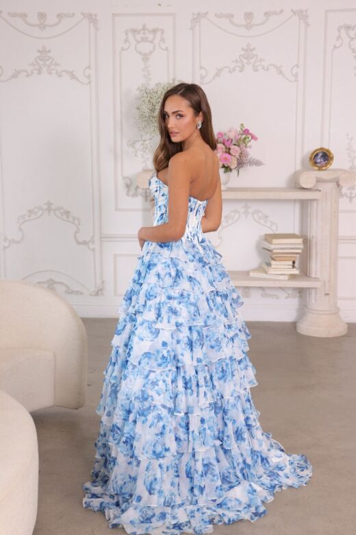 Ava Presley 26441 Beaded Sweetheart Neck Tiered Ruffle Skirt Dress