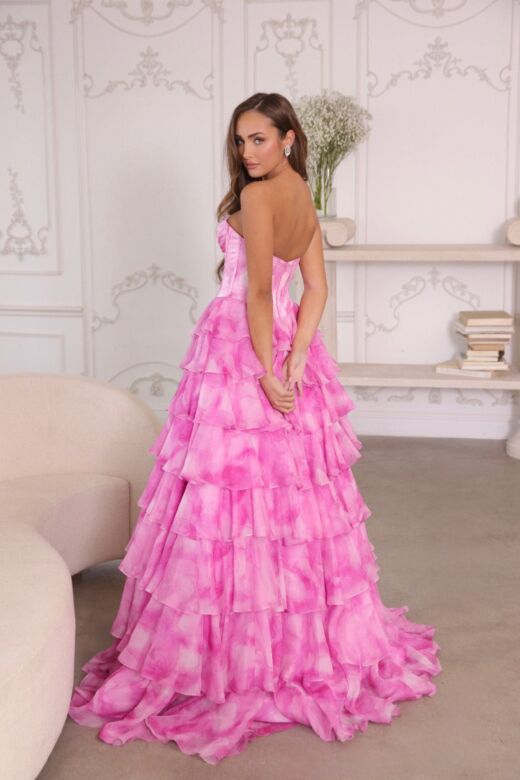 Ava Presley 26442 Tiered Skirt Beaded Strapless Dress