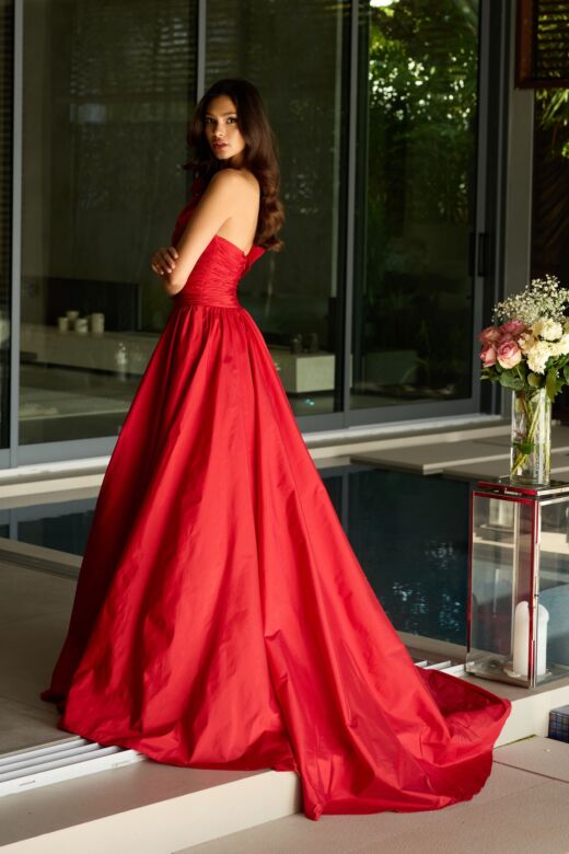 Ava Presley 26524 Ruched One-Shoulder Rosette Dress