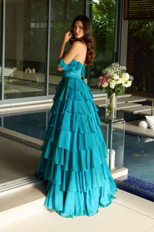 Ava Presley 42213 Tiered Skirt Beaded Sweetheart Neck Dress