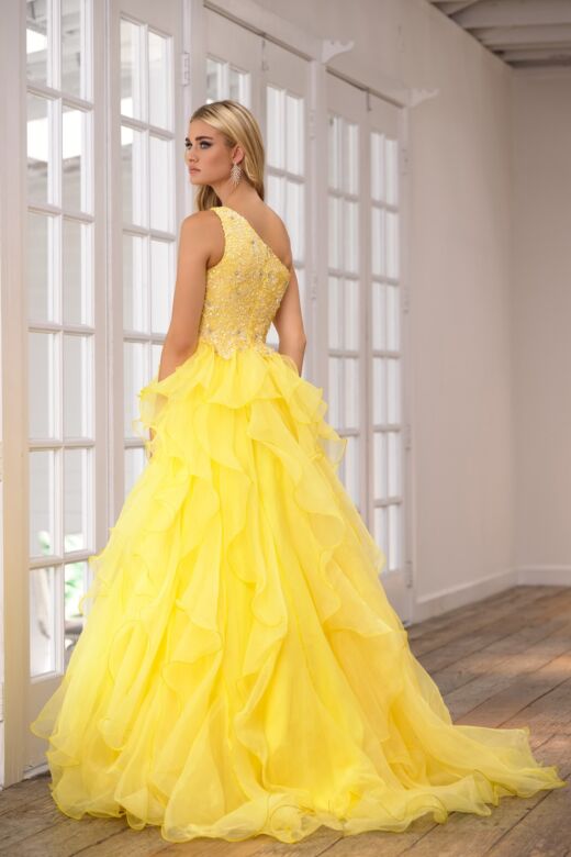 Ava Presley 28576 Ruffle Skirt One-Shoulder Dress