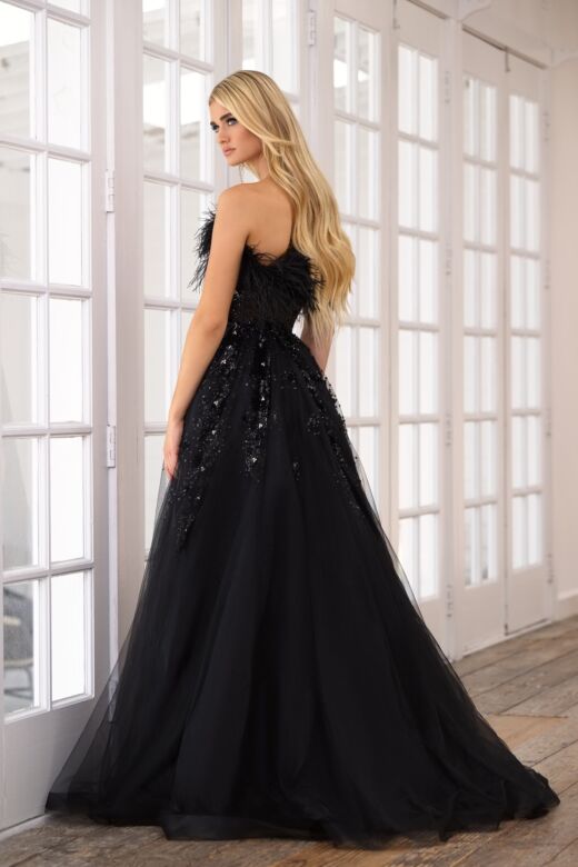 Ava Presley 39232 Strapless Feather Neck Dress