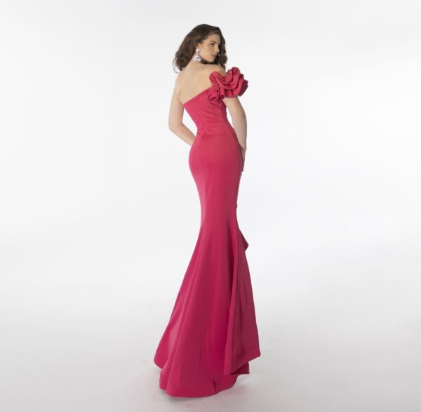 Ava Presley 39265 One-Shoulder Ruffle Slit Dress