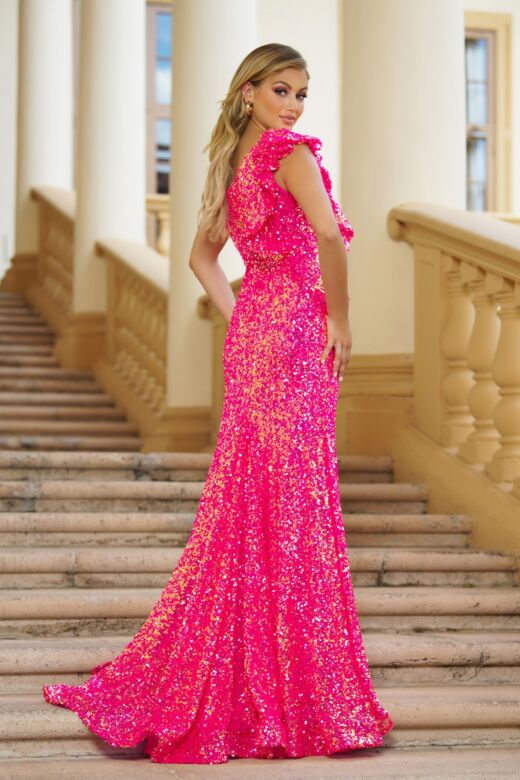 Ava Presley 39280 Asymmetric Neck High Slit Dress