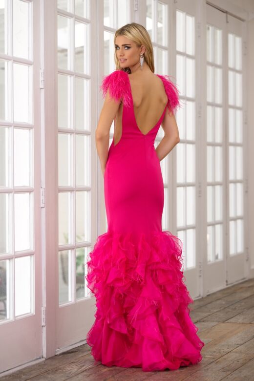 Ava Presley 39312 Sheer Side Ruffle Skirt Dress