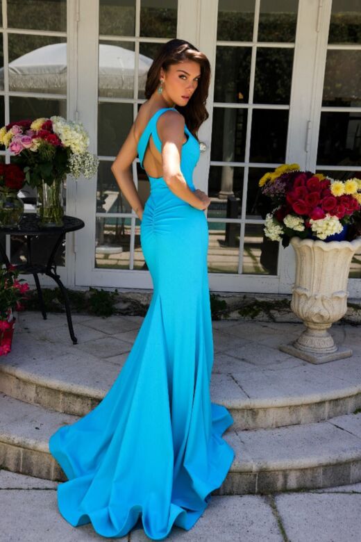 Ava Presley 40014 Beaded Slit Asymmetric Neck Cutout Dress
