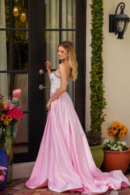 Ava Presley 40088 Sweetheart Neck Satin Overskirt Dress