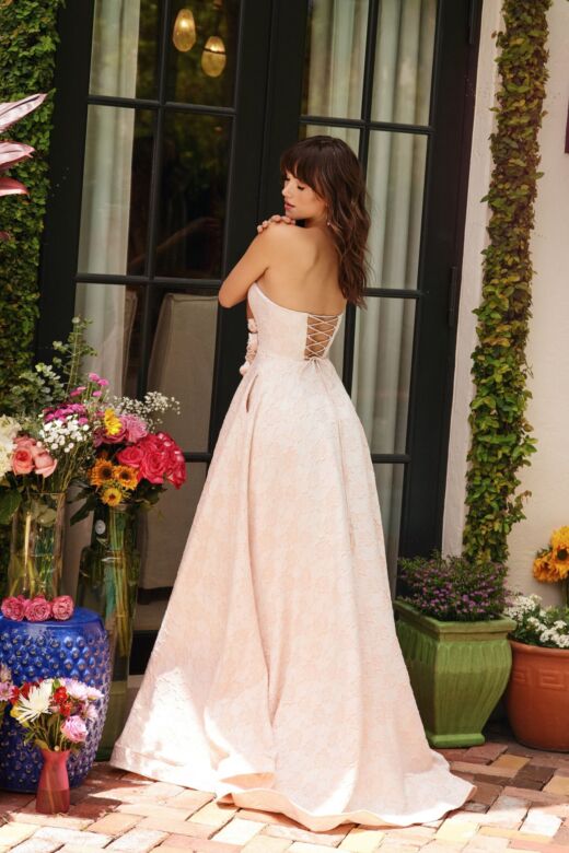 Ava Presley 40097 Floral Waist A-Line Brocade Dress