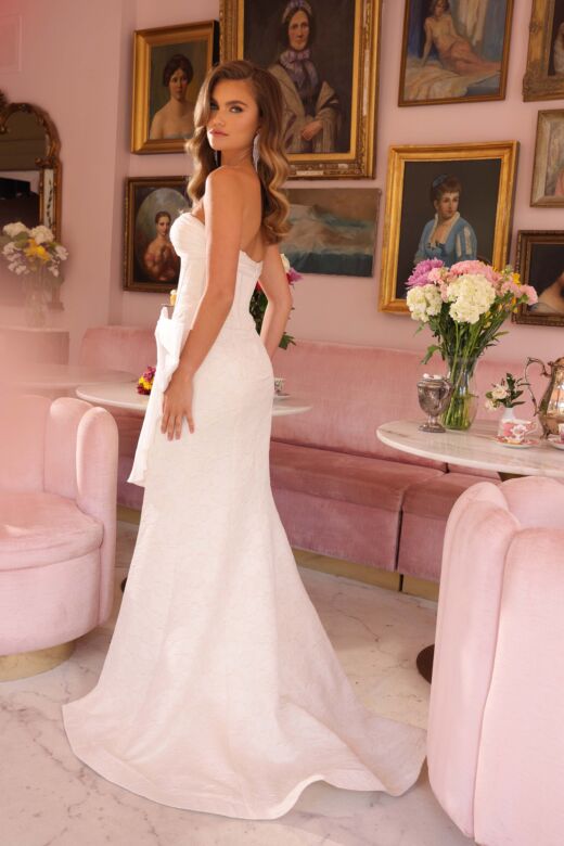 Ava Presley 40099 Sweetheart Neck Bow Waist Brocade Dress