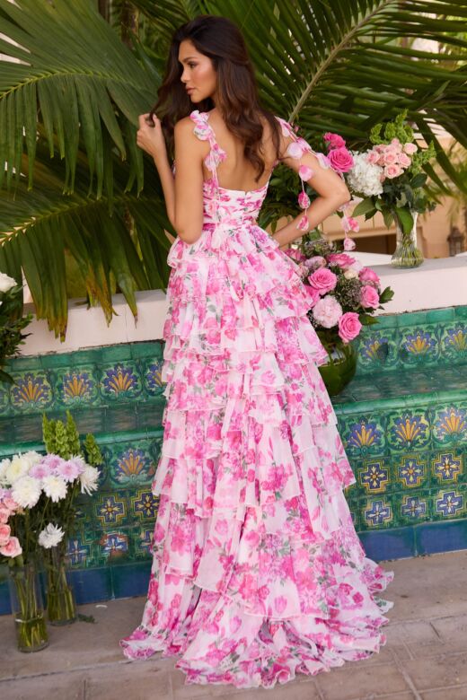 Ava Presley 42332 Floral Ruffle Skirt Sweetheart Neck Dress