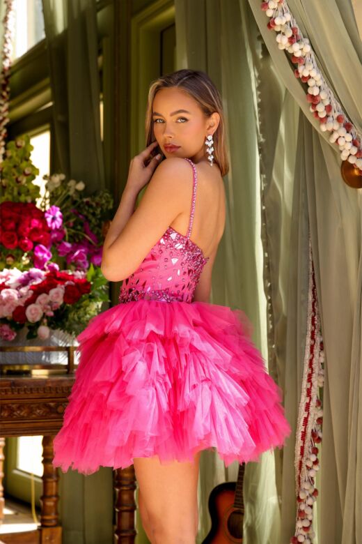 Ava Presley 29180 Beaded Bodice Ruffle A-Line Dress