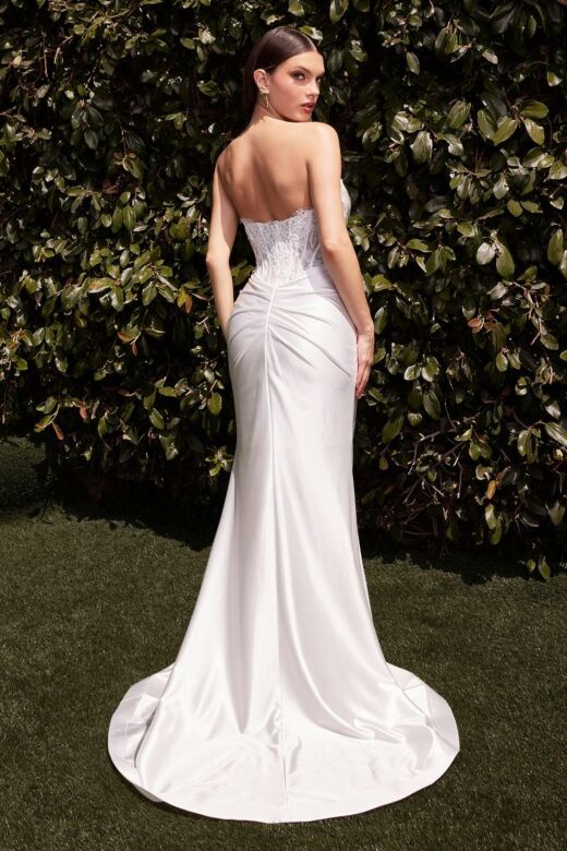 Ladivine CD797W Sweetheart Cowl Neck Asymmetric Waist Wedding Dress