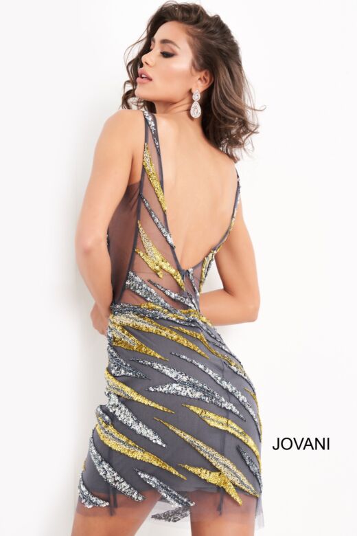 Jovani 04381 Gunmetal Dress