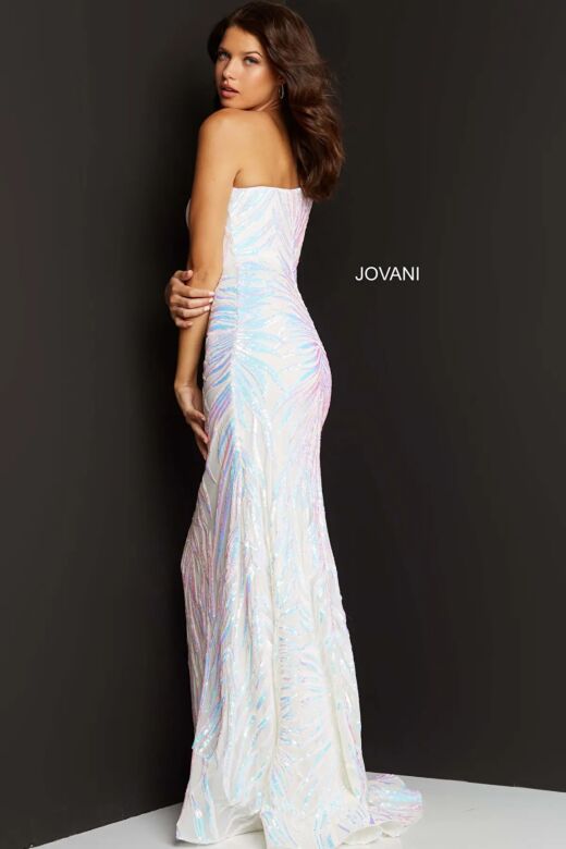 Jovani 05664 Iridescent White Dress
