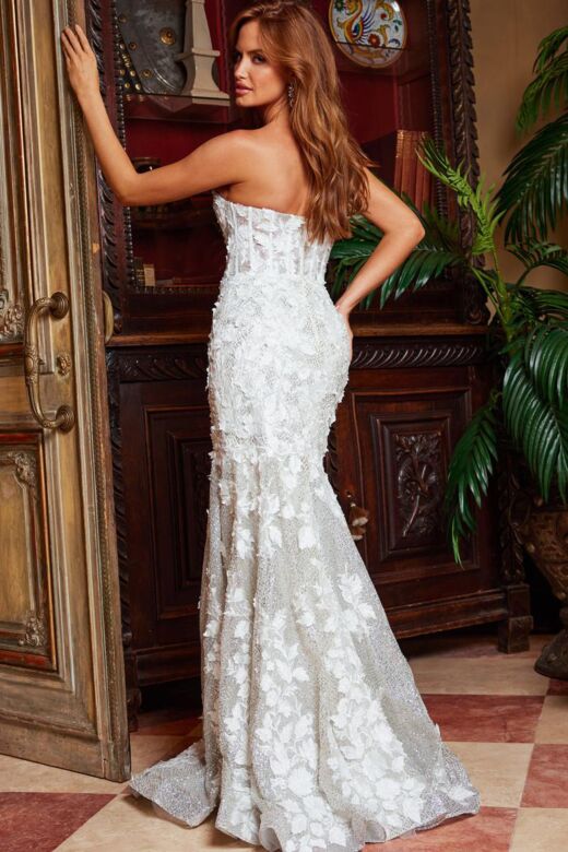 Jovani 07496 Off-White-Silver Prom Dress